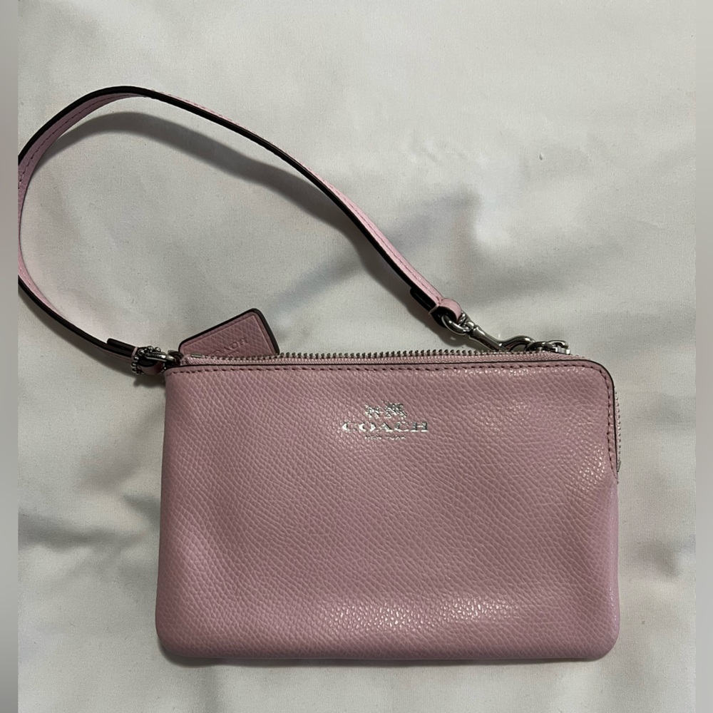 Coach Blush Pink Wristlet with Silver Hardware